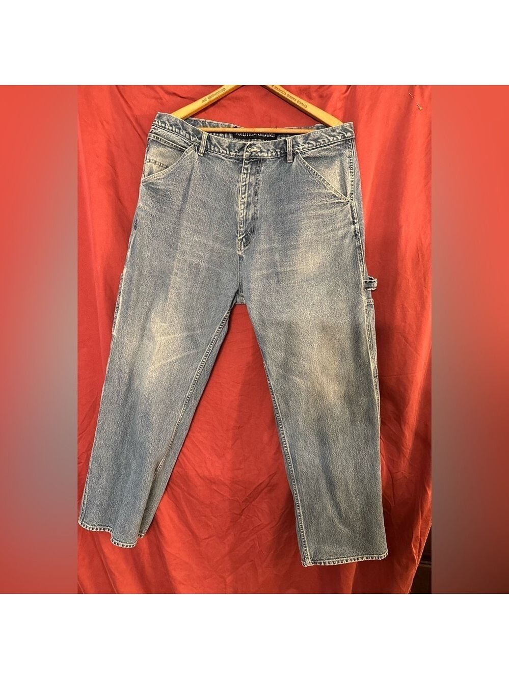 Nautica light blue denim RELAXED CARPENTER jeans, men’s size 38/30. 100% Cotton